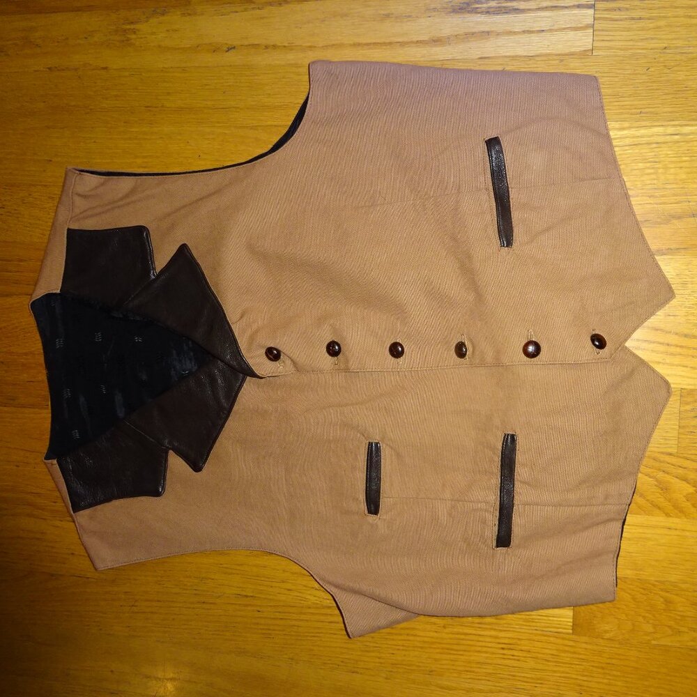 Steampunk Vest, Men's Canvas & Leather, brown, Sz 40-42
